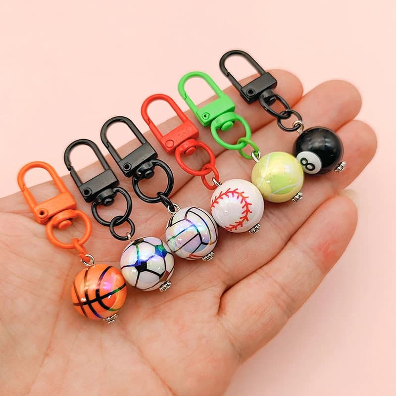10 Pçs Bolas Esportivas Encantos 3D Futebol Basquete Beisebol Esporte Tema Chaveiros