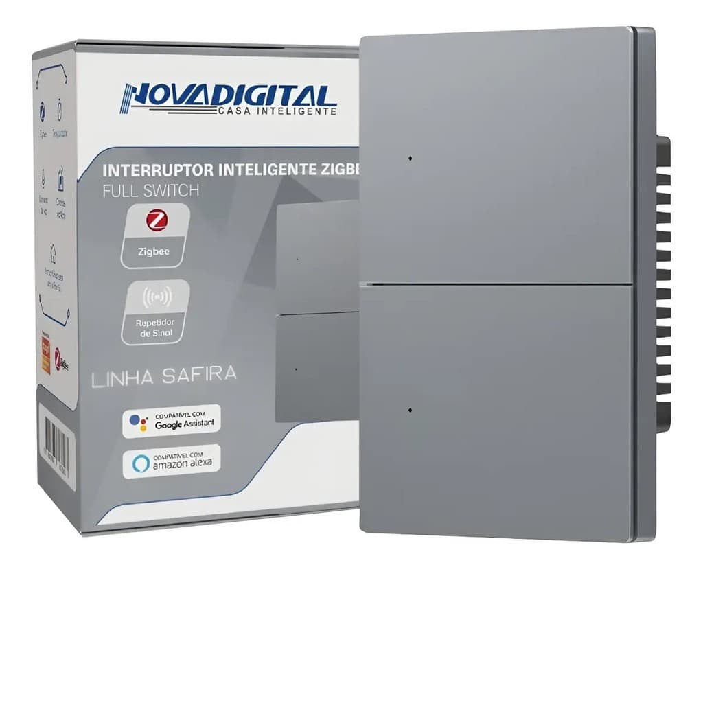 Interruptor Inteligente Zigbee 2 Teclas Novadigital Safira