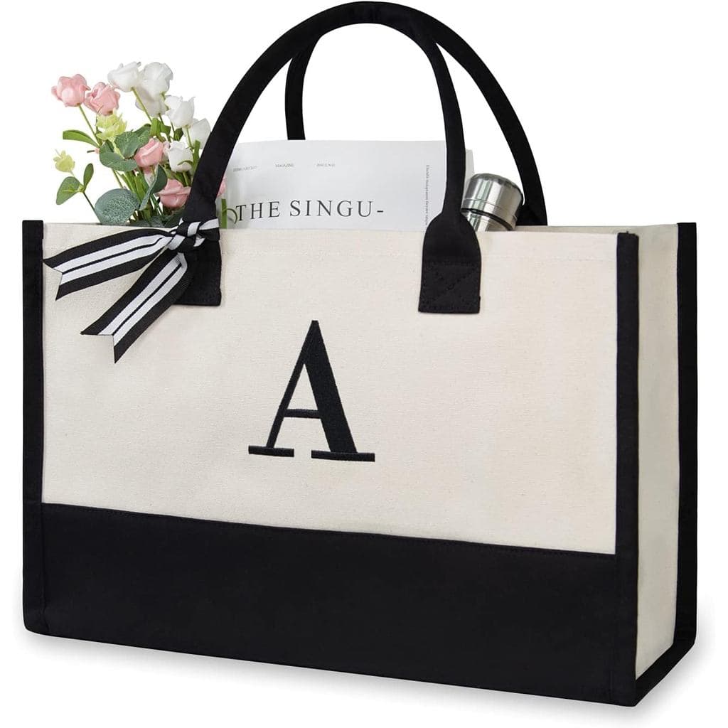 Bolsa de Praia de Lona Personalizada com Iniciais TOPDesign, Bolsa de Presente Monogramada para Mulheres