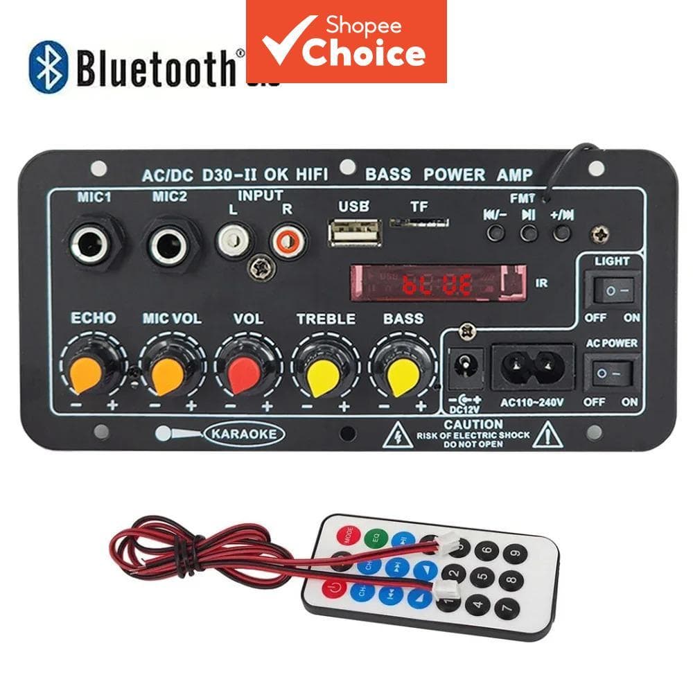 30W 12V/110V/220V Digital Bluetooth Placa Amplificadora De Áudio Subwoofer Módulo Amplificador De Karaokê