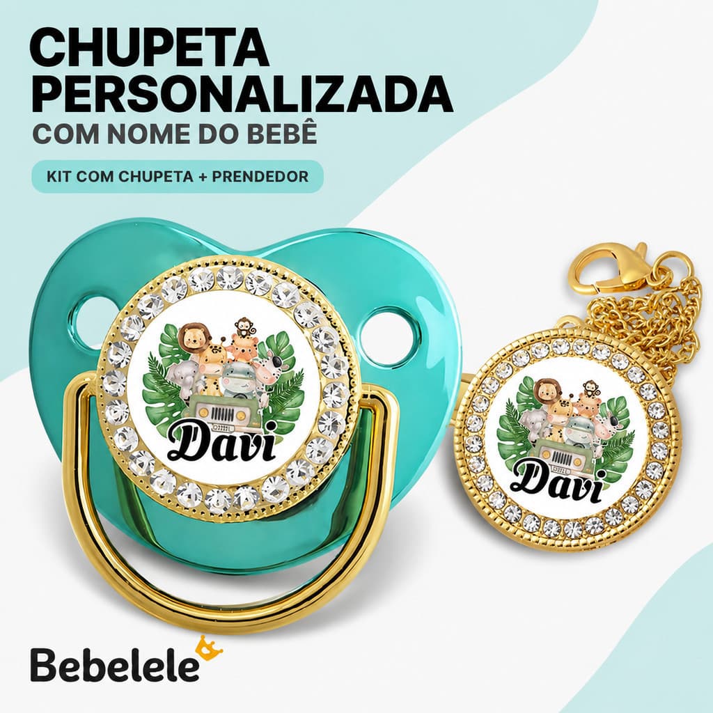 Chupeta para bebês com nome personalizado do bebê, chupeta de silicone BPA Free