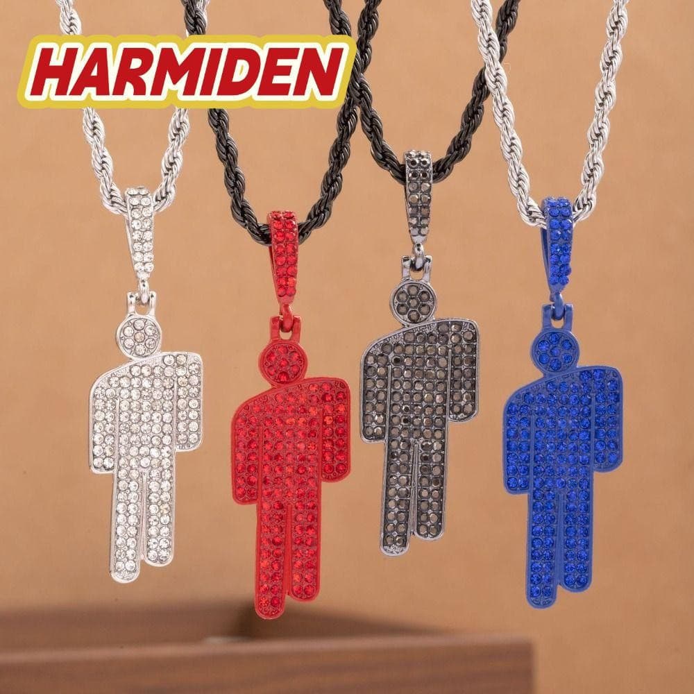 Pingente MIOSHOP Little Man , De Colar De Luxo De Desenho Animado Strass Moderno De Cabeça Torta