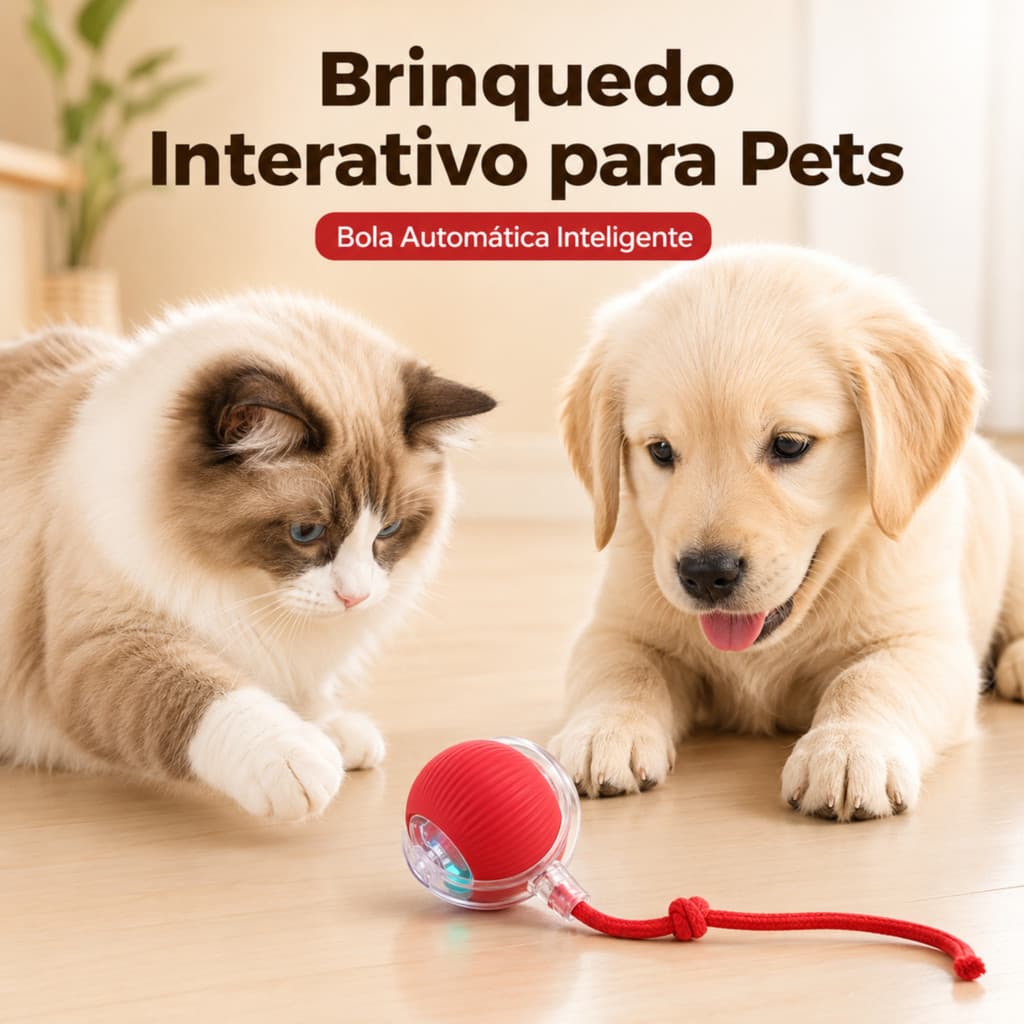 Brinquedo Bola Corda Interativo Para Cães e Gatos Com Led - Bola Inteligente