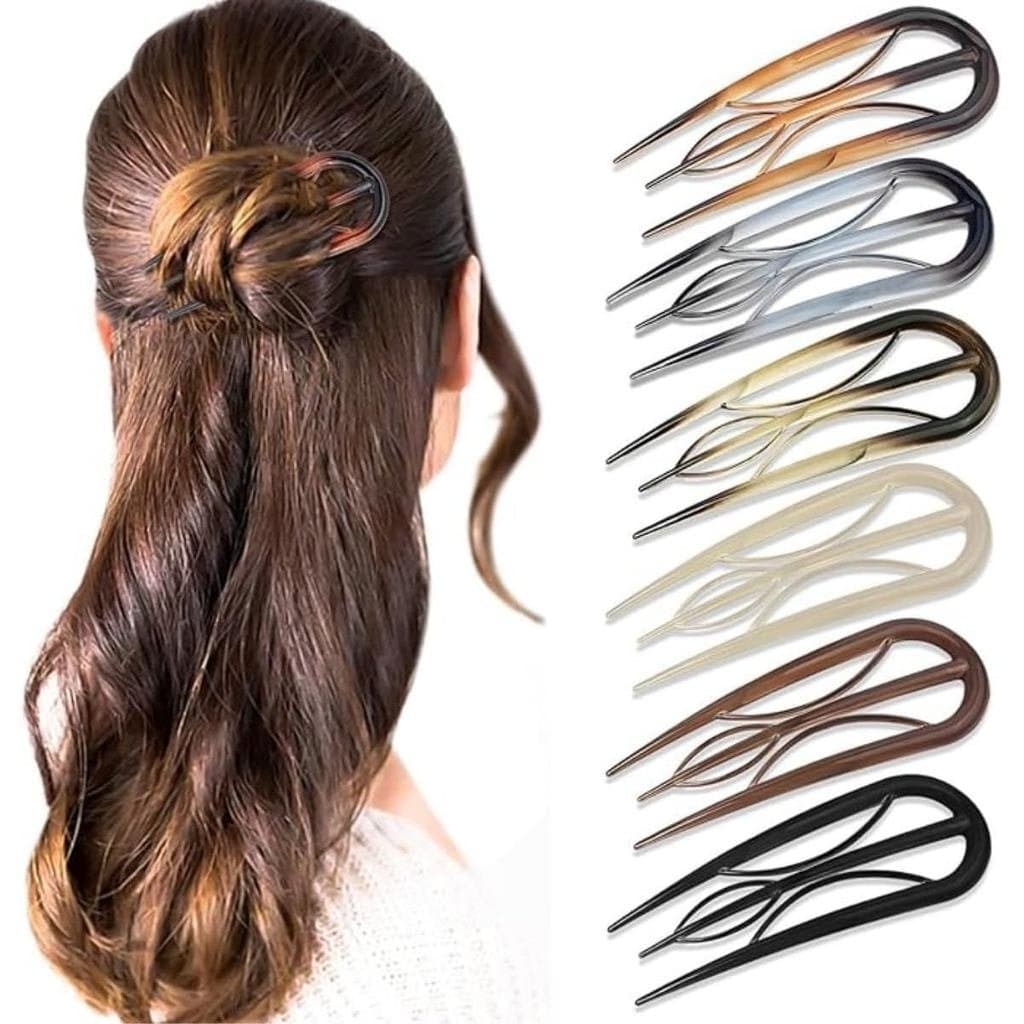 6 Peças de Presilhas de Cabelo Femininas em Forma de U, Presilhas Francesas Retro com Dentes Internos, Presilhas para Ca