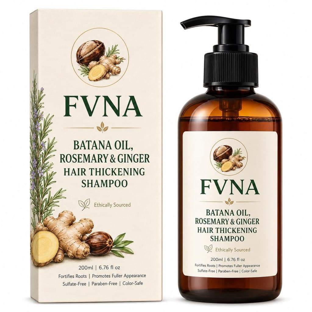 Shampoo Espessante para Cabelo FVNA com Óleo de Batana, Alecrim e Gengibre - Cuidado Volumizador para o Couro Cabeludo d