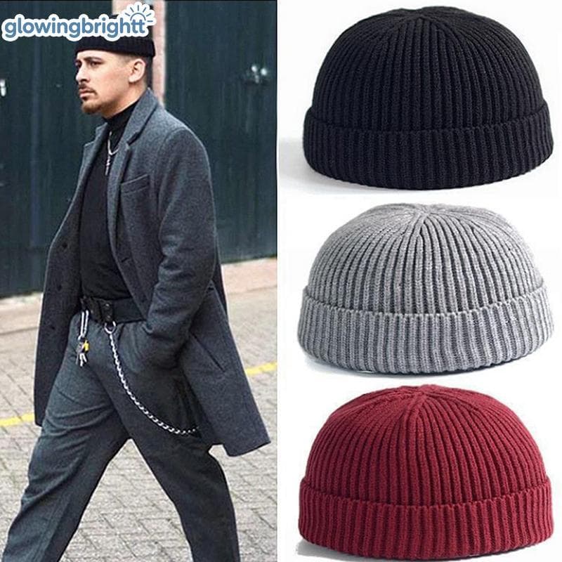 GLOWI Unissex Masculino Feminino Gorro Quente Com Nervuras Inverno Virar Esqui Pescador Docker Chapéu Novo