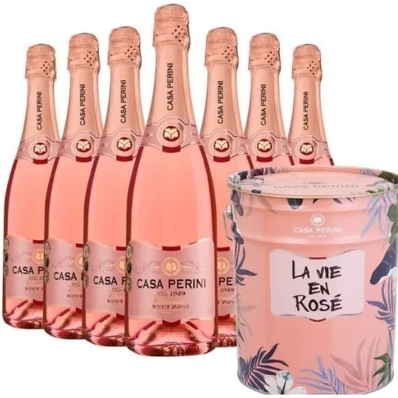 Kit Espumantes Casa Perini Brut Rose 07 Garrafas + Balde