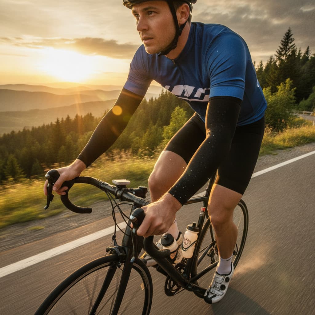 Manguito Esportivo Preto Compressão UV50+ Par Unissex Ciclismo Corrida Proteção Solar Frio