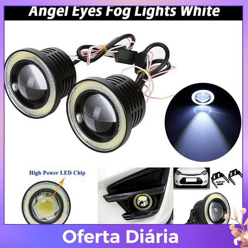 Esteque no 2.5'15w Carro Branco COB LED Projetor Angel Eyes Anel Azul DRL Lâmpada De Luz De Nevoeiro