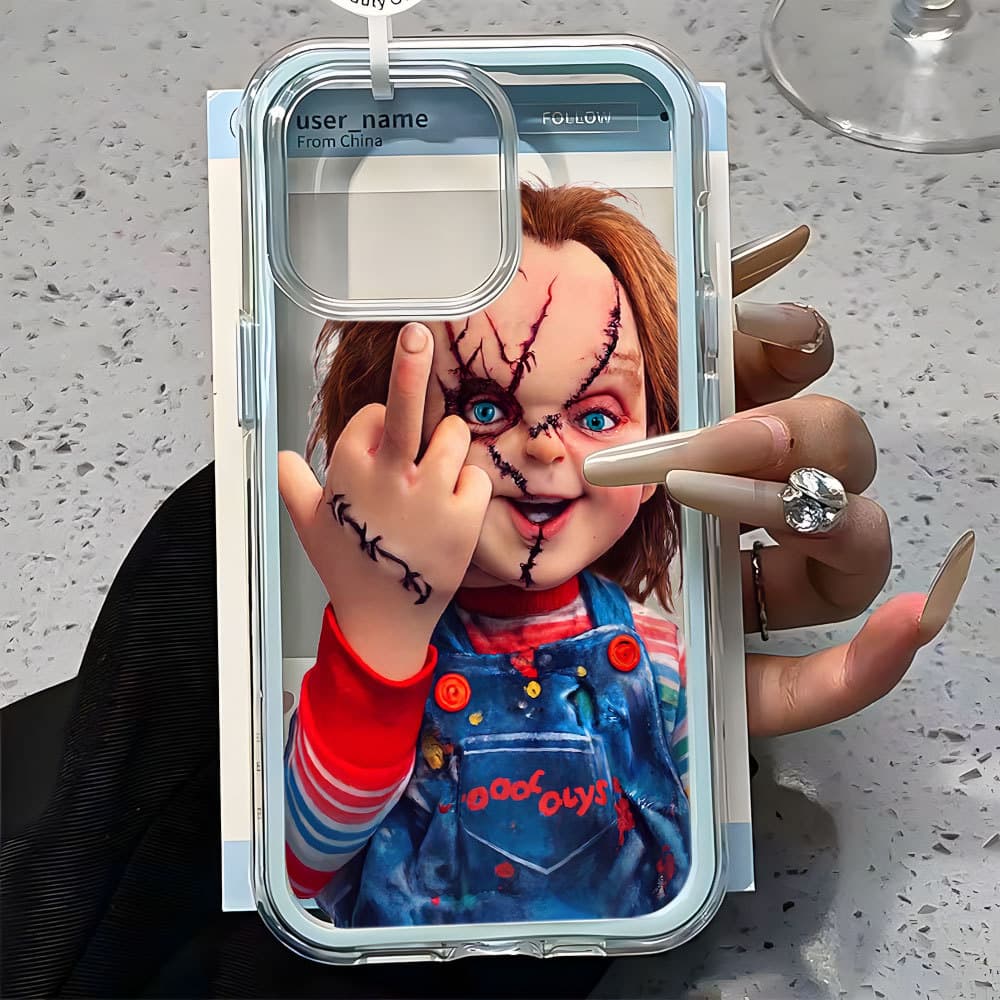 Capinha Para IPhone 17 13 11 12 14 15 16 Air Pro Max Acrílico Normal Chucky Capa