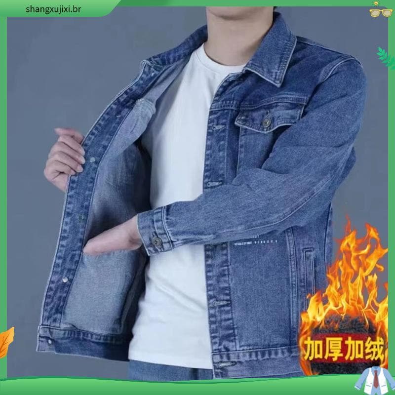 Forro de lã engrossado jaqueta jeans masculina quente High-End resistente ao desgaste inverno novo estilo masculino algo