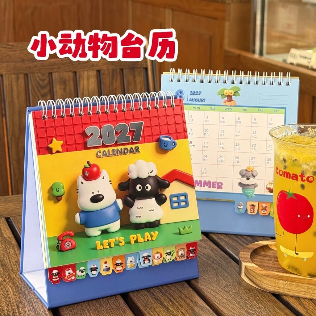 2027 Original dos desenhos animados calendário de mesa estudante ensino médio entrada exame plano arranjo calendário esc