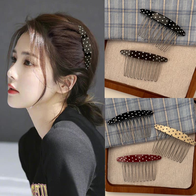 [Estoque pronto] Pente de cabelo lateral grampo de cabelo inserção de bolinhas grampo de cabelo feminino acetato franja