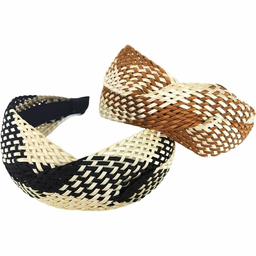 i-Lan 2Pack Faixas de Cabelo Largas Retro Tricotadas para Mulheres e Meninas, Faixas de Cabelo Vintage Antiderrapantes,