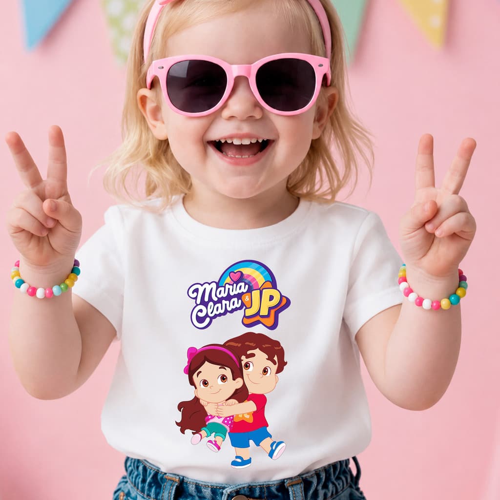 Camiseta Camisa Blusa Infantil Juvenil Maria Clara e JP Desenho Youtubers Alta Qualidade Unissex
