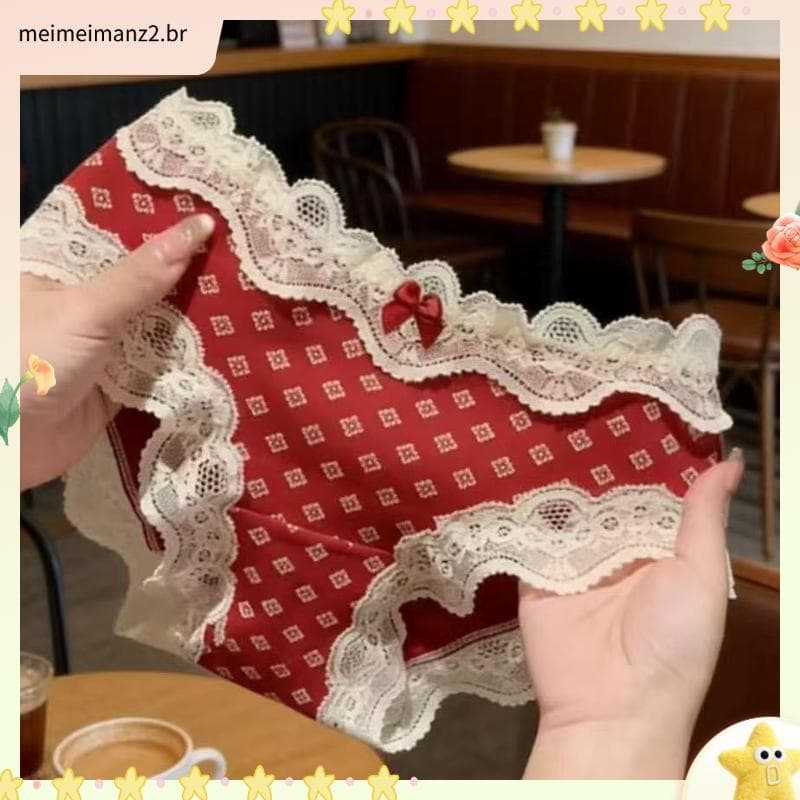 Benming ano vermelho roupa interior feminina algodão puro antibacteriano virilha estendida 2026 novo estilo cuecas fofas