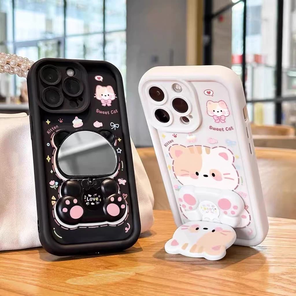 Capa De Telefone De silicone Fosco Com Suporte Dobrável De Desenho Animado 3D Para iPhone 17 Pro Max 17Air 16 15 13 11 1