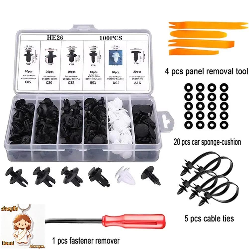 100/130 Peças Prendedor Híbrido De Clipes De Fixação De Pino Pára-Choques Kits Autopeças
