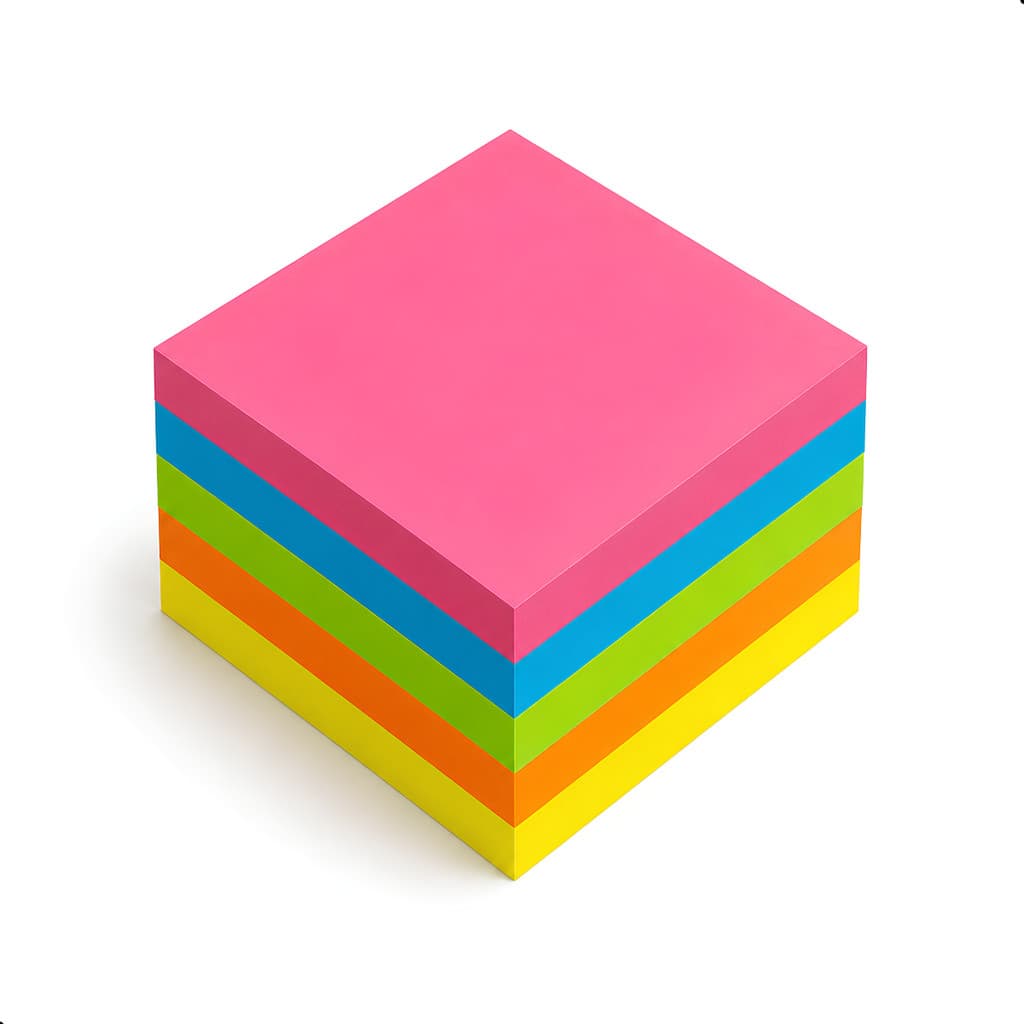 Post It Colorido Colacril 5 Cores Neon 76x76mm 200 Folhas Bloco Adesivo Lembrete Escolar Escritório