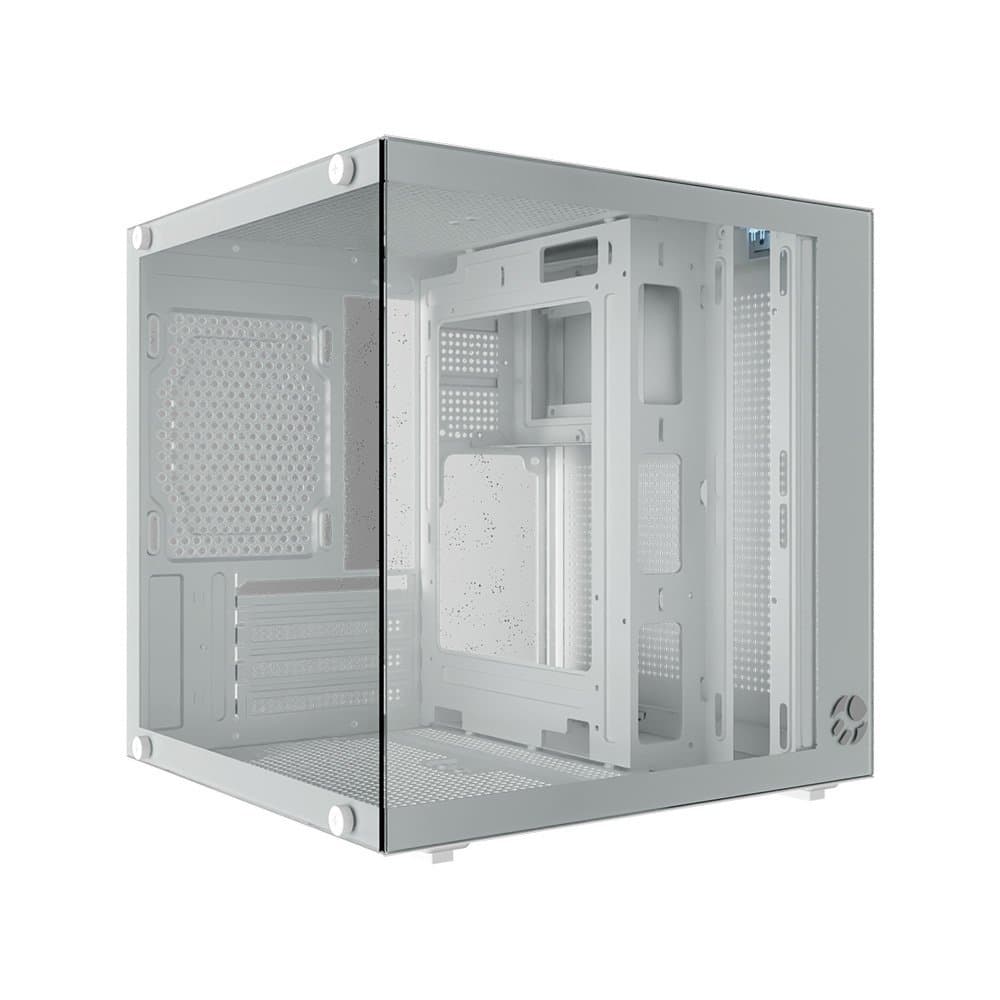 GABINETE GAMER BLUECASE LIFE BG-066, C/ 3 FANS ARGB, LATERAL EM VIDRO, SEM FONTE, BRANCO