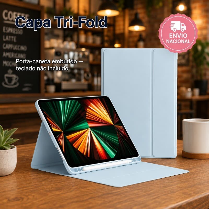 MARCONIC Compativel iPad Capa Tri Fold Porta Caneta Couro Luxo Microfibra Colecao Exclusive