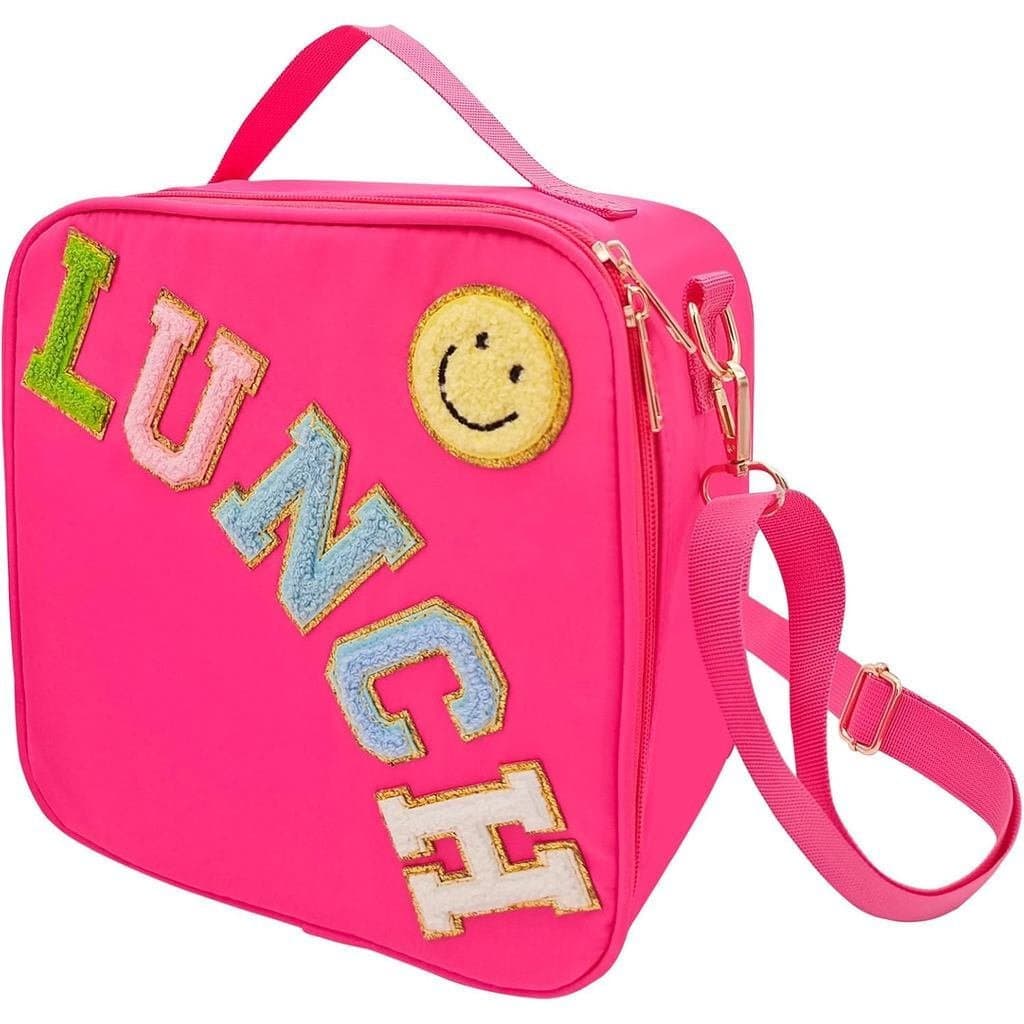 Bolsa Térmica para Almoço com Alça de Ombro Ajustável, Bolsa Térmica Grande de Nylon Estilo Preppy, Bolsa Reutilizável p