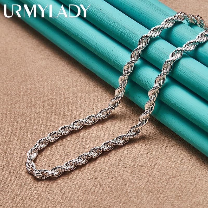 URMYLADY Colar de Corrente Serpente em Prata Esterlina 925, 16/18/20/22/24 Polegadas, Para Mulheres e Homens, Joia Fina
