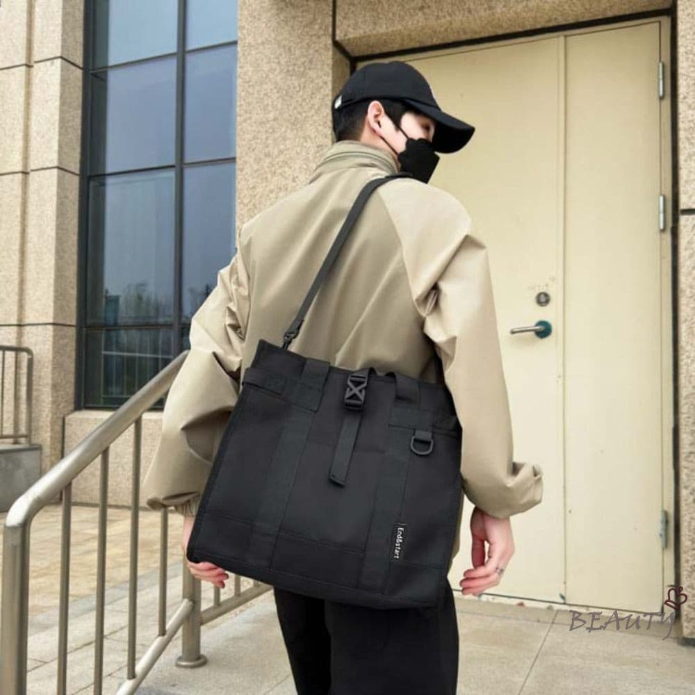 Bolsa Crossbody Oxford-Masculina À Prova D'água De Grande Capacidade Para Estudantes Universitários