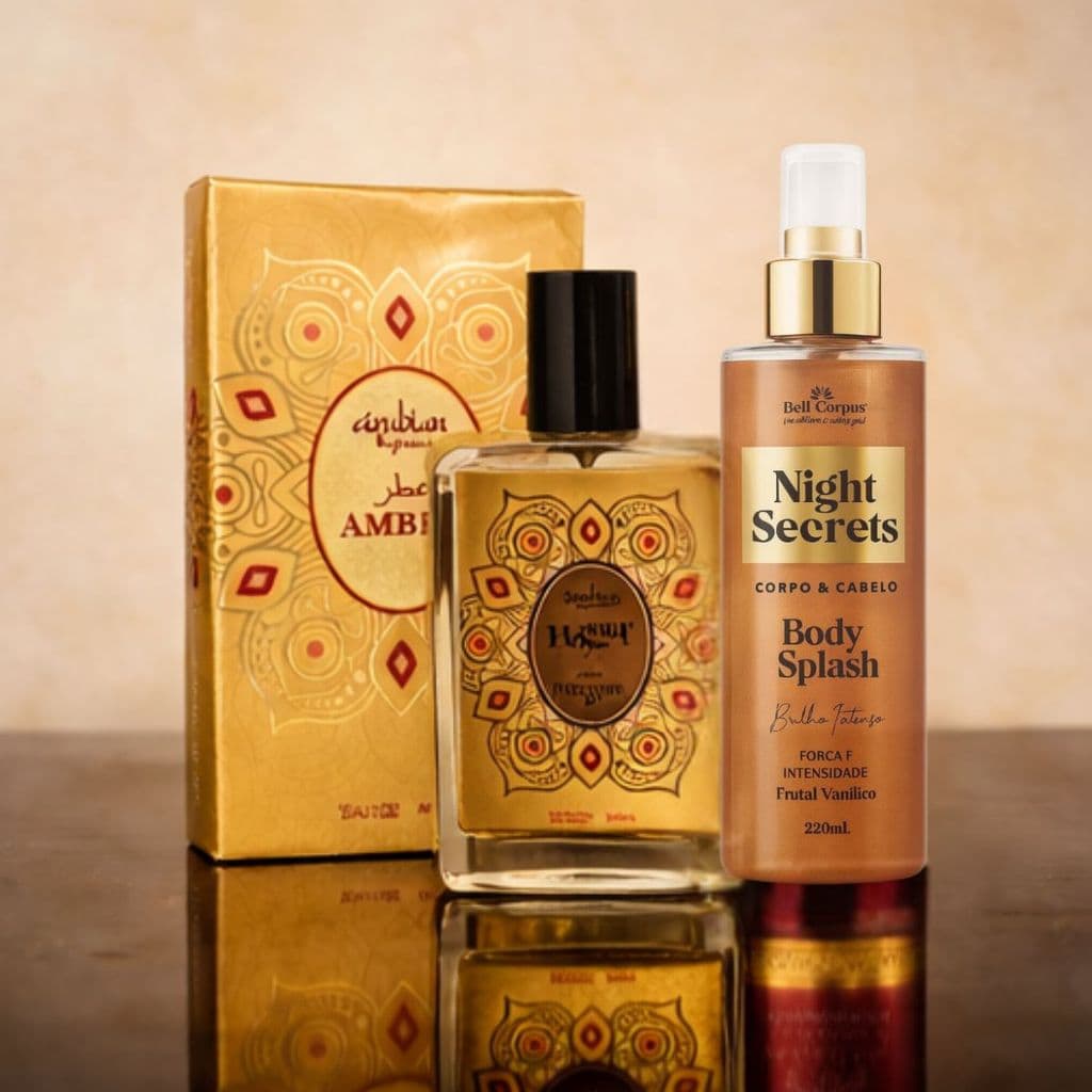 Kit Perfume Amber & Body Splash Night Secrets – Intensidade e Frescor em Harmonia