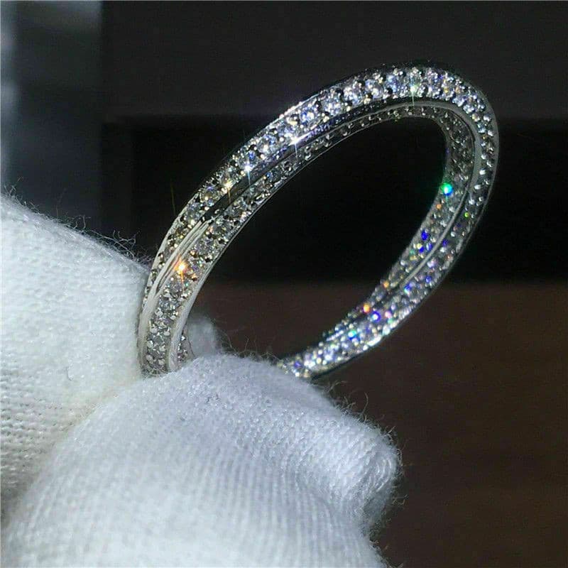 Anel Feminino de Prata Esterlina S925, Simples e Elegante, Incrustado com Zircônia/Joias/Presente Atacado SJ1016017 AM8K