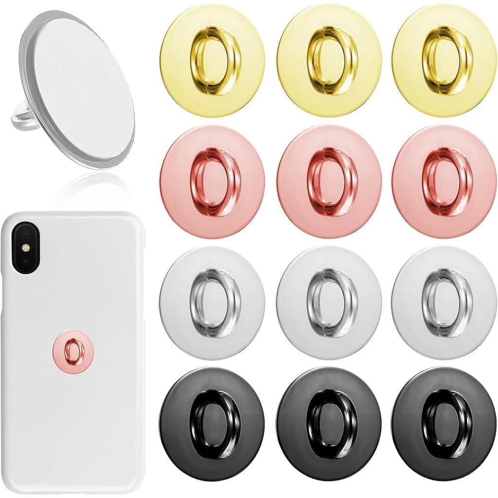 TIESOME 12 Peças de Gancho para Celular, 4 Cores, Suporte de Anel de Metal Adesivo Redondo para Celular, Suporte Univers