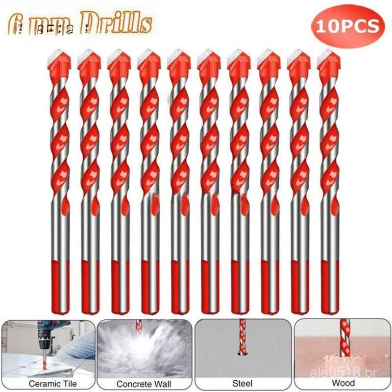 VICIGO 10pcs 6mm Brocas Multifuncionais Cerâmica Parede Vidro Perfuração Furo Trabalhando