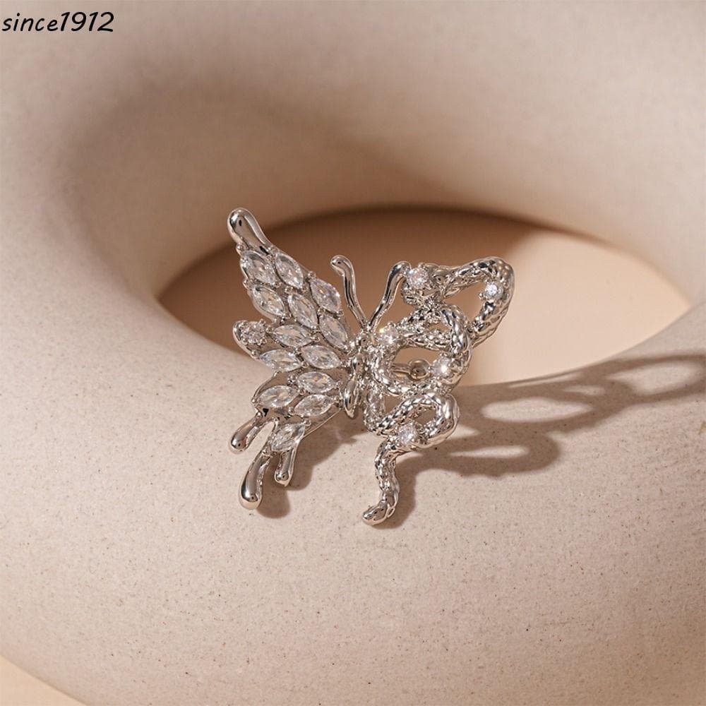 SINCE Punho De Orelha De Borboleta , Brincos Elegantes E Requintados , Zircão Brilhante Sem Piercing , Clipe Elfo