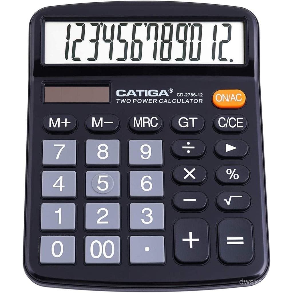 Calculadora de Mesa CATIGA de 12 Dígitos, Calculadoras de Mesa com Grande Display LCD e Botões Grandes, Alimentação Dupl