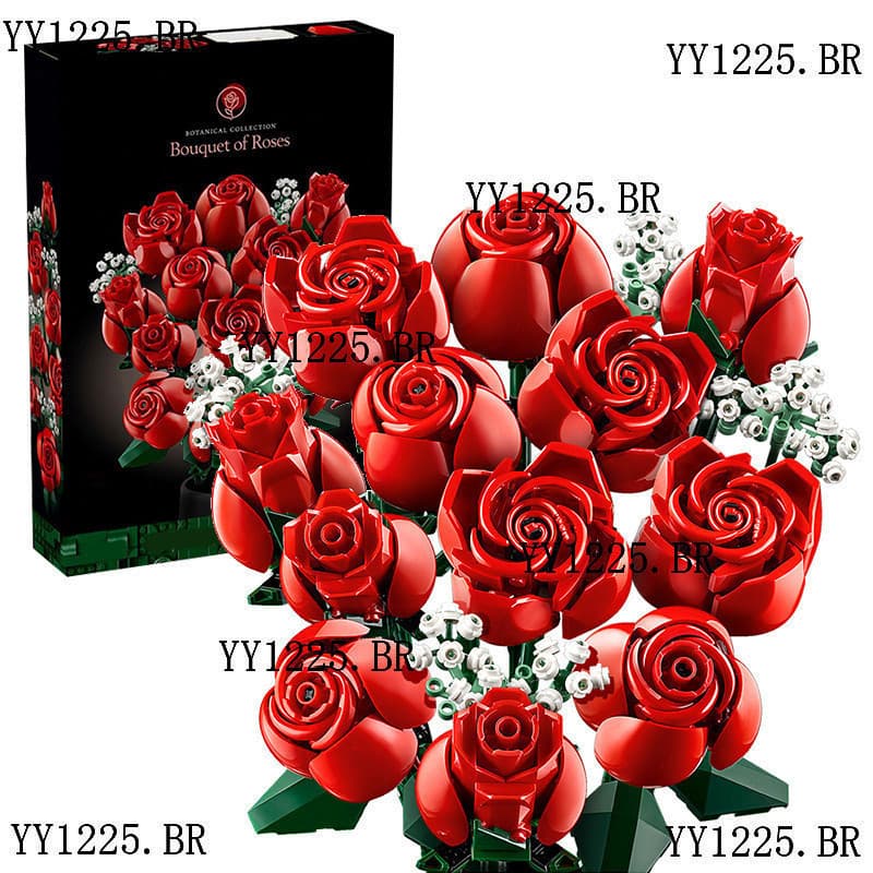 Romântico Rose Flower Bouquet Building Blocks 10328 Creative Home Desk Planta Decoração Montagem Tijolos Brinquedos Pres