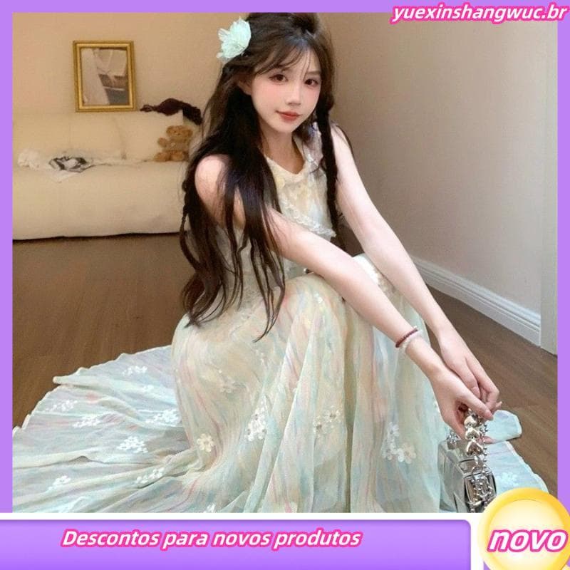 Francês doce vestido de renda feminino verão Design Irregular vestido de princesa puro desejo estilo suave cintura estre