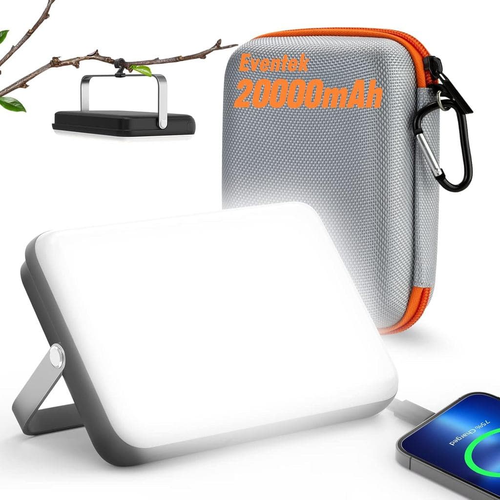 Lanterna de camping LED recarregável Eventek, 20000 mAh, lanterna de camping portátil com bateria que dura até 144 horas