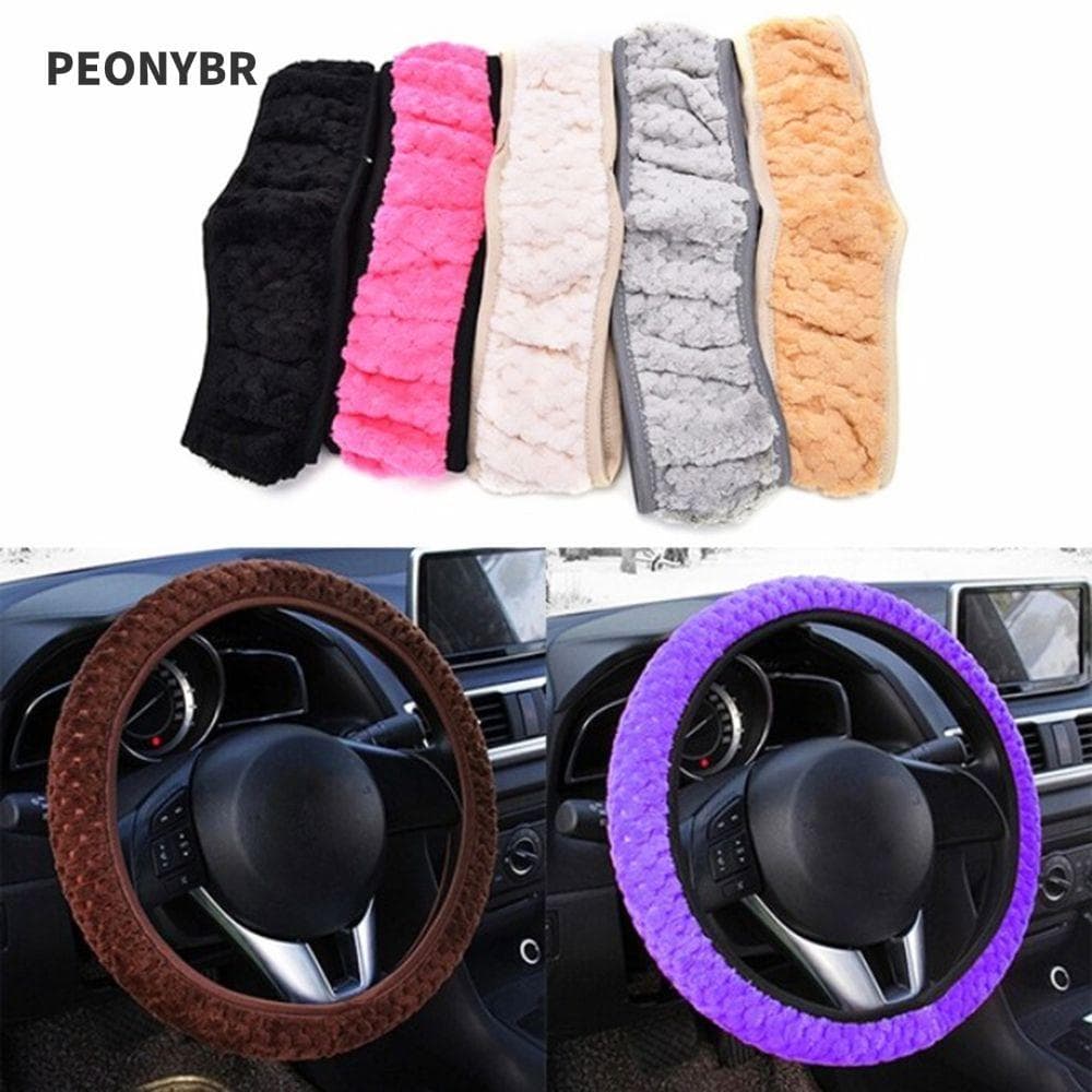 PEONYHOME 1 Peça Capa De Volante Longa Pelúcia Lã Pele Quente Acessório De Múltiplas Cores Inverno