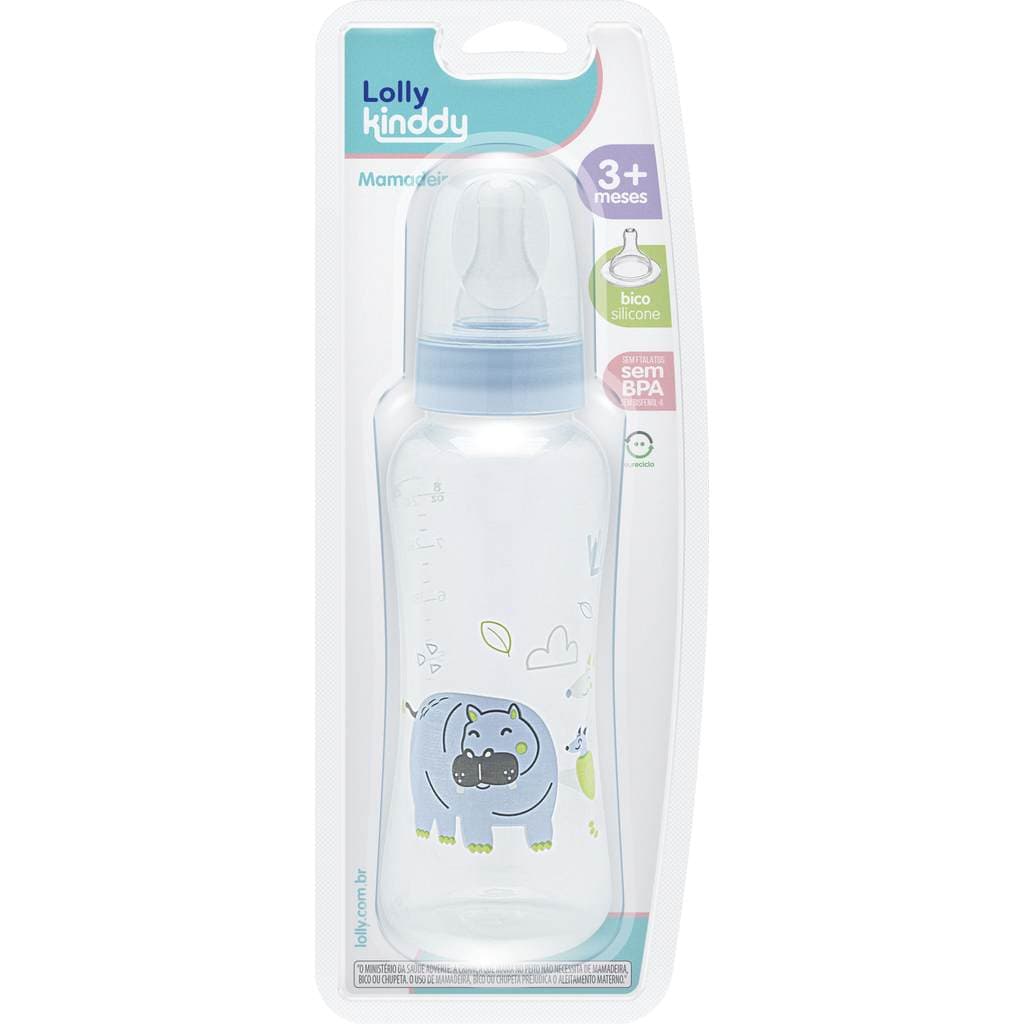 Mamadeira Zoo 240ml Bico de Silicone Redondo Azul Lolly