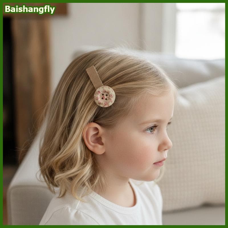baishangfly Grampos De Cabelo Com Botão Vintage Boêmio Para Mulheres , Presilhas Florais De Madeira Natural , Fita Macia