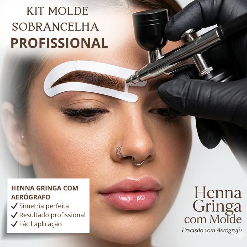 Kit Molde Sobrancelha Profissional /Henna Gringa /Aerógrafo