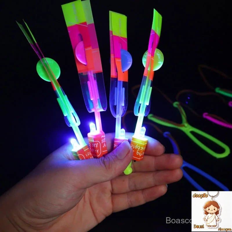 Kit 20 Avatar Voador De Led Com Estilingue Foguete Helicóptero Brinquedo de Criança