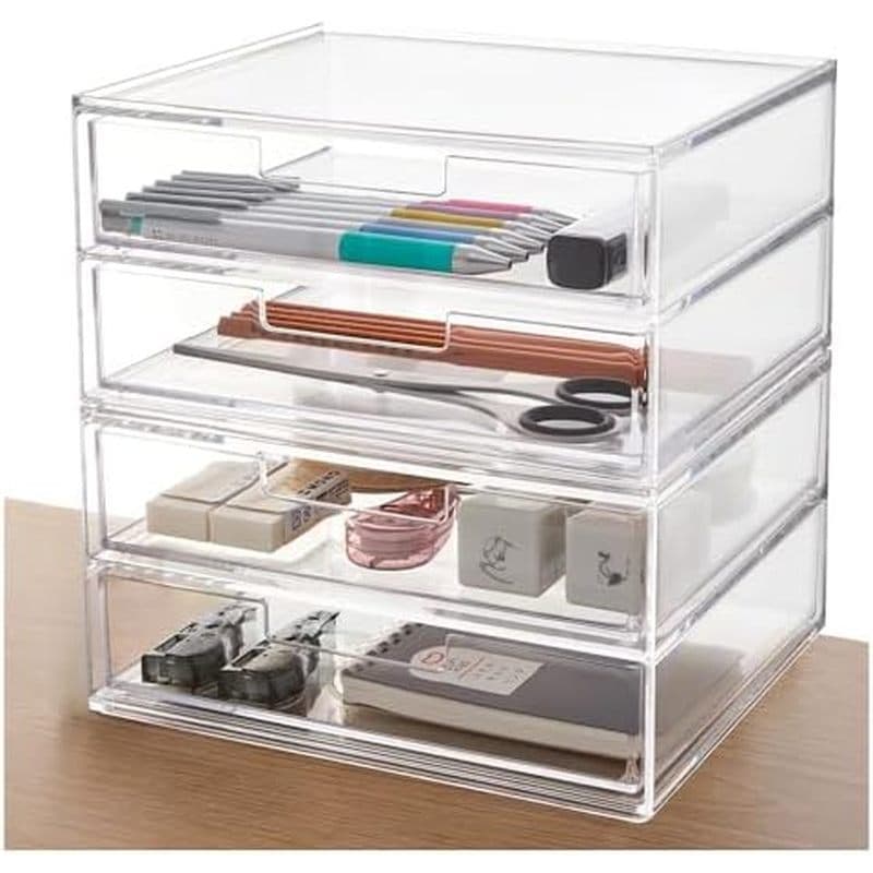 Organizador De Mesa E Gaveta Empilhável STORi , Porta Pincéis De Maquiagem Para Lápis De Caneta Transparente Desktops Va