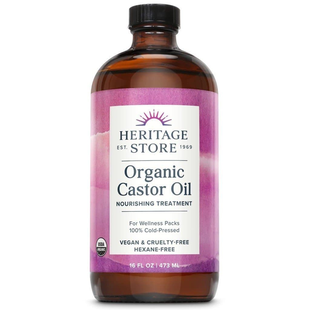 HERITAGE STORE Óleo de Rícino Orgânico - Frasco de Vidro - Produto Nutritivo para Cabelo e Pele - Sérum para Cílios LNB2