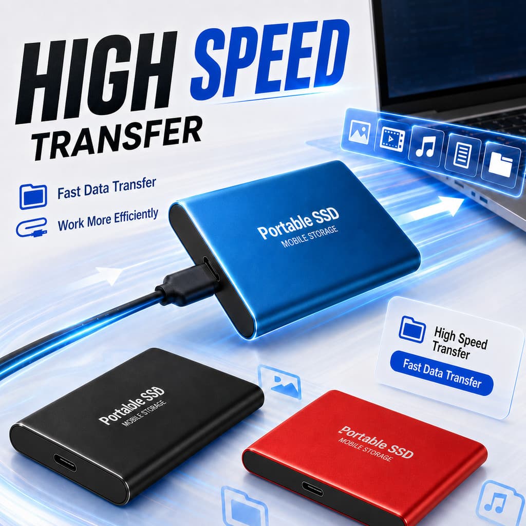 Disco Rígido Portátil SSD Externo De 1TB , USB 3.0 Tipo-C , Armazenamento Rápido , Plug Play Para Laptop , Mac , PC , Es