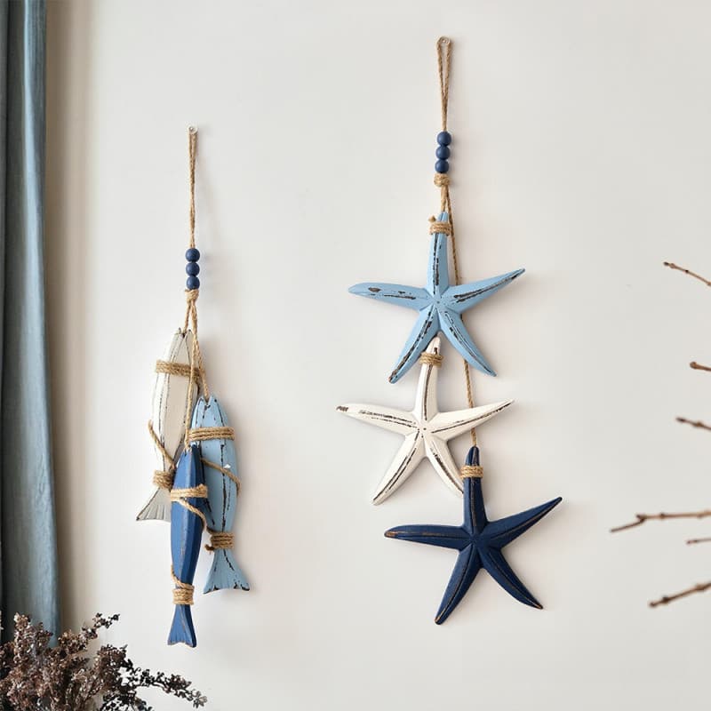 Pingente Decorativo Mediterrâneo Peixe Estrela Do Mar , Decoração De Corda Suspensa Para Casa , Café , Estilo Restaurant