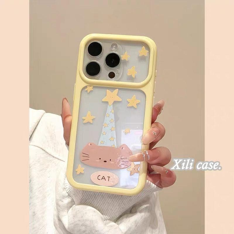 Capa De Telefone Fofa Estrela Gatinho 17 Pro Max iPhone 16/15/14 Macia 131211 WBOR