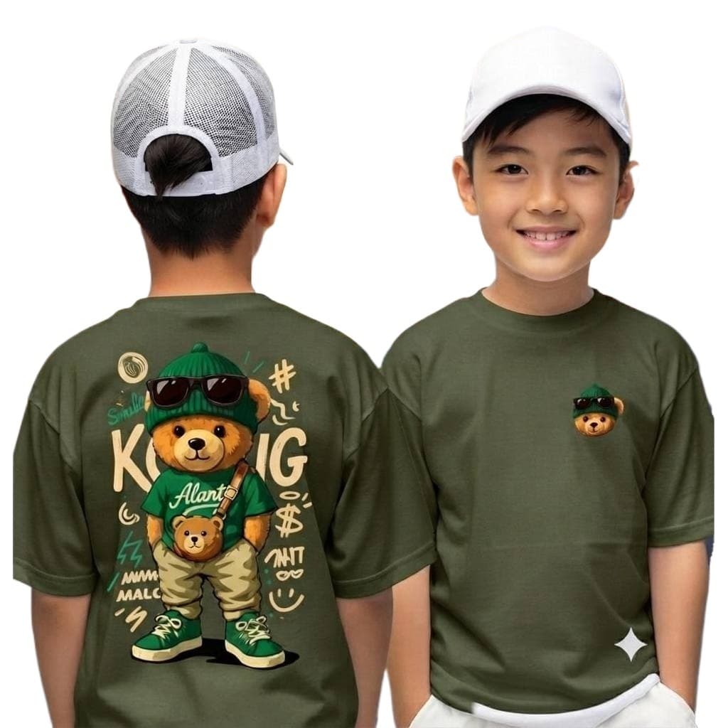Camiseta Estilosa Kids Urso Street King Tendência 100% Algodão Moda Infantil