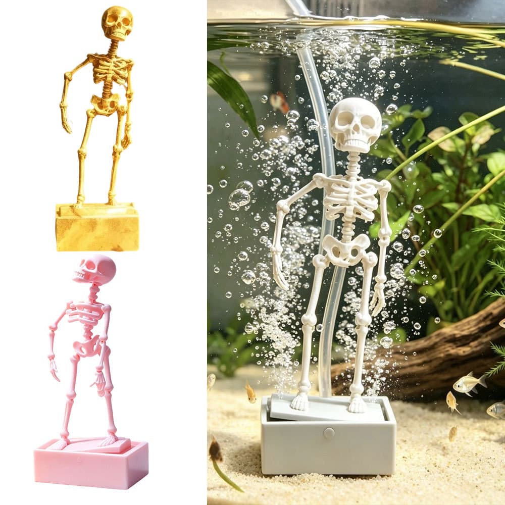 Ornamento De Oxigênio Sem Energia 3D Impresso Dança Esqueleto Aquário Bubbler Ornamentos De Tanque De Peixes Presente En
