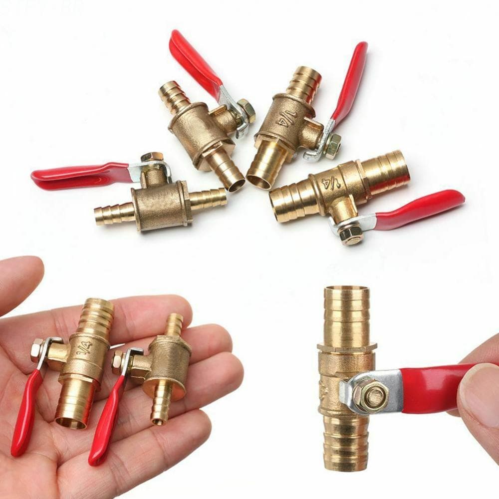 Convenient Inline Brass WaterAir Gas Fuel Line Shutoff Ball Valve with Hose Barb（STFY-BR）